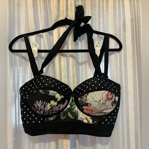 ModCloth floral and polka dot bustier style bikini top